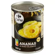 Owoce w puszkach i słoikach - Carrefour Extra Ananas w soku własnym plastry 565 g - miniaturka - grafika 1