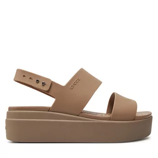 Sandały damskie - Sandały Crocs Brooklyn Low Wedge W 206453 Latte/Mushroom 2EL - grafika 1