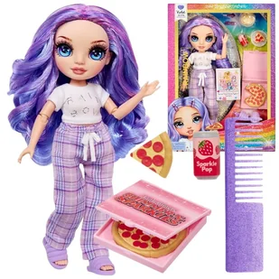 Rainbow High Junior Piżama Party Violet Willow Lalka + Akcesoria - Lalki dla dziewczynek - miniaturka - grafika 1