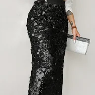 Spódnice - TEMU Modna Damska Spódnica w Jednolitym Kolorze z Wysokim Stanem, Obcisła, Elegancka i Stylowa - miniaturka - grafika 1