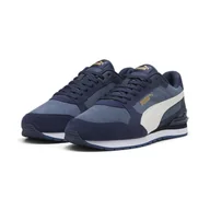 Buty trekkingowe damskie - Sneakersy zamszowe unisex ST Runner v4 PUMA Black White Silver Metallic - miniaturka - grafika 1