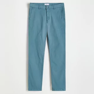 Spodnie męskie - Reserved Bawełniane chinosy - Niebieski - grafika 1