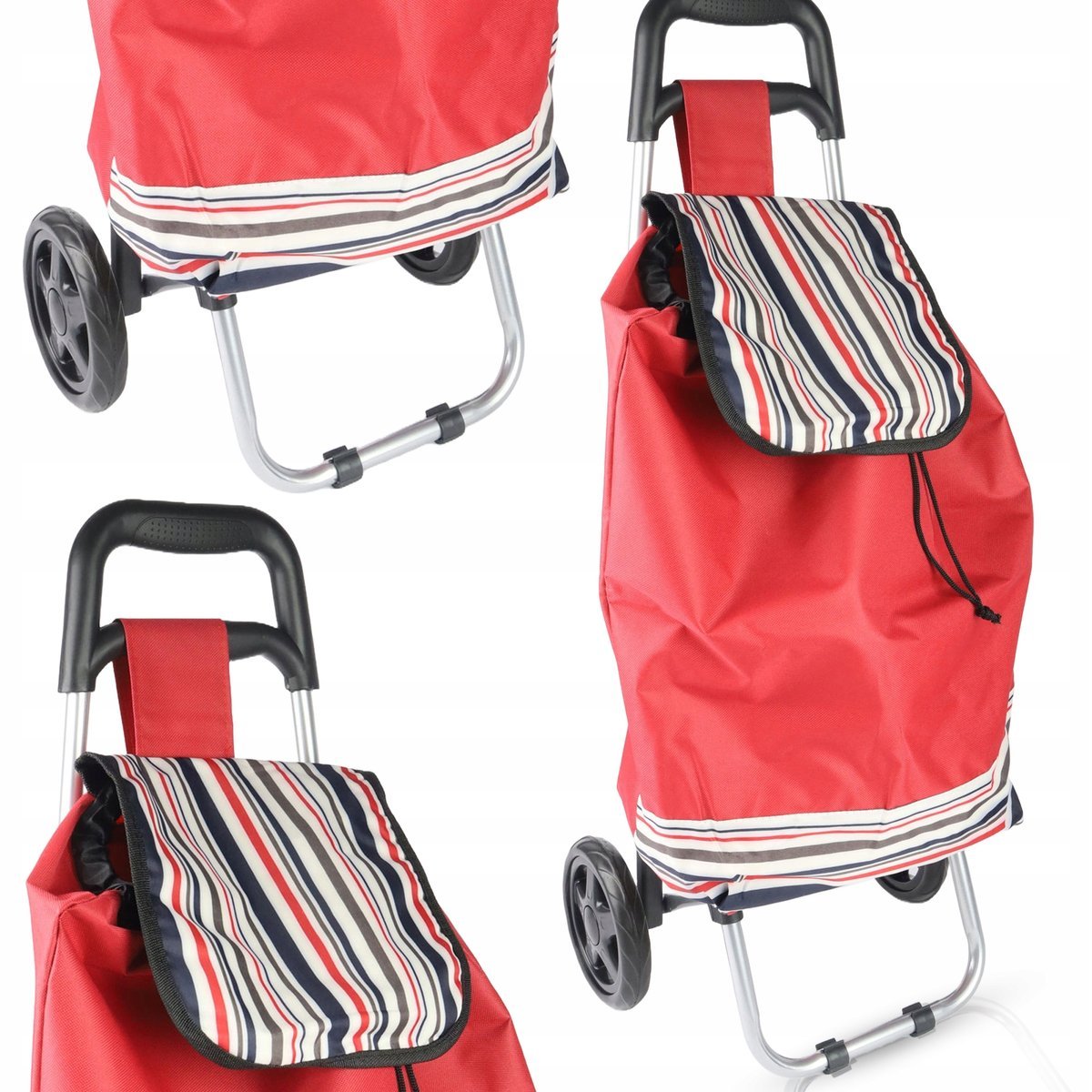 Wózek Zakupowy Materiałowy Na Kółkach Torba Na Zakupy Wygodny Uchwyt