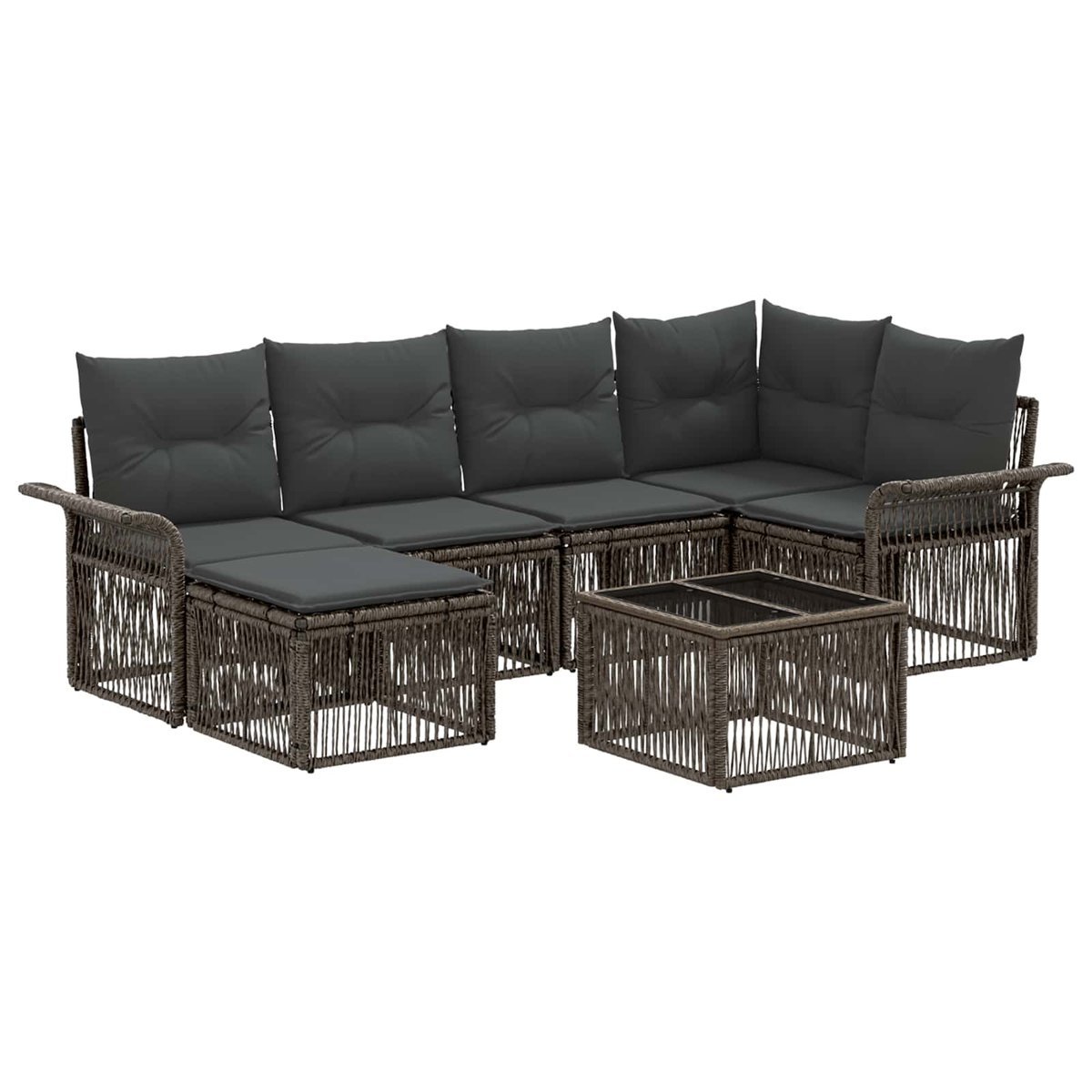 vidaXL Zestaw Sof na Ogród 7 pcs Szary polirattan