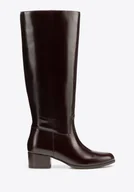 Półbuty męskie - Damskie oficerki ze skóry naturalnej na słupku brązowe - miniaturka - grafika 1