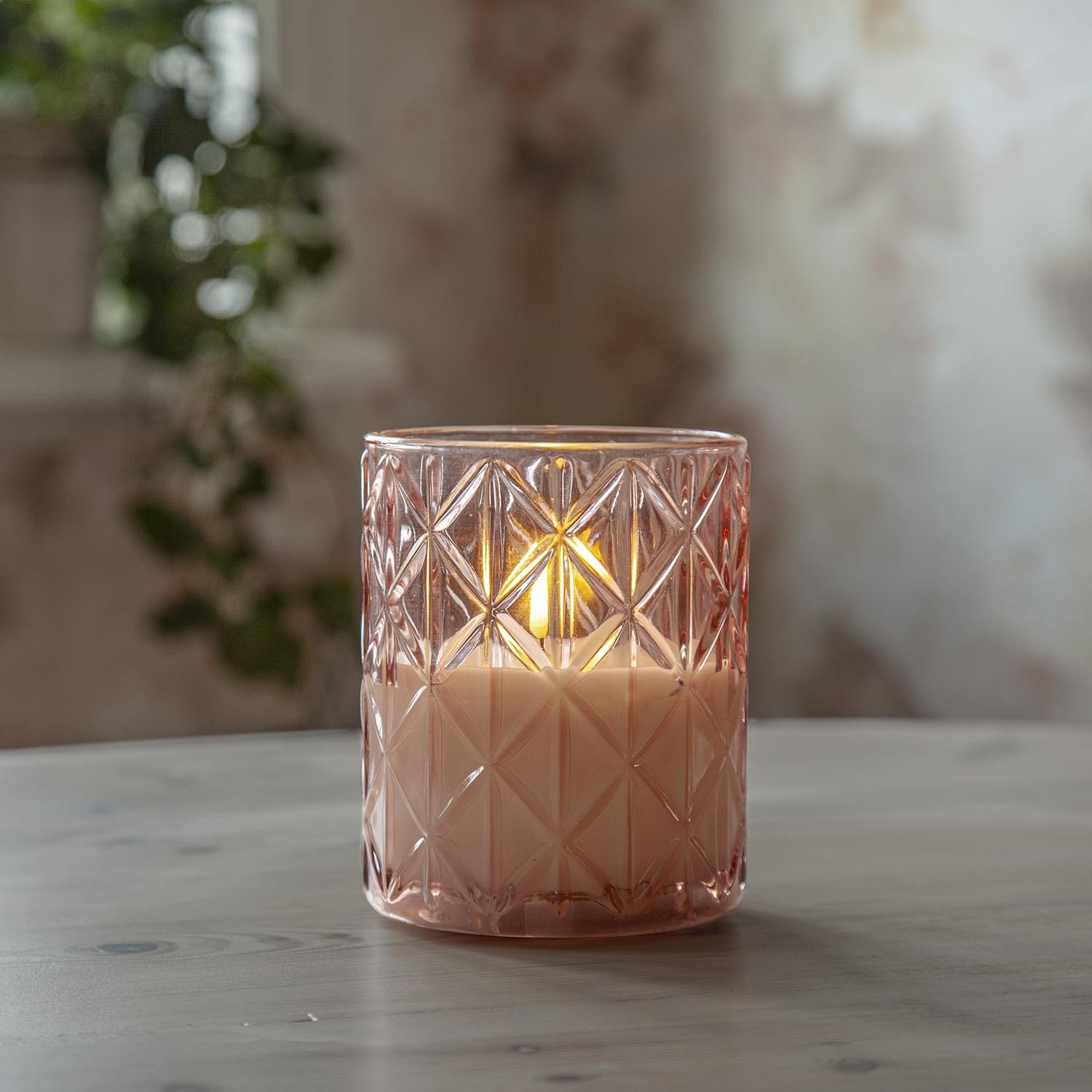 Świeca Led szklana woskowa FLAMME ROMB 12,5cm