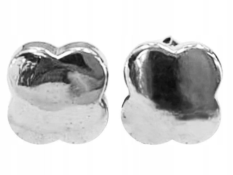 Srebrne kolczyki 925 gładkie koniczynki bez kamieni na sztyft koniczyna