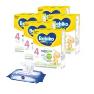 Mleko modyfikowane - Bebiko Junior 4 Odżywcza formuła na bazie mleka dla dzieci powyżej 2. roku życia + Nivea Chusteczki nawilżane dla dzieci i niemowląt Baby Fresh & Pure Zestaw 5 x 600 g + 63 szt. - miniaturka - grafika 1