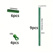 Inne - TEMU Zestaw 19 Regulowanych Palików Ogrodowych - DIY Długość od " do 78.7", Wytrzymałe Metalowe Pręty Powlekane Plastikiem z 9 Złącznikami i 4 - miniaturka - grafika 1