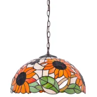 Lampy sufitowe - Witrażowa lampa wisząca, regulowana wysokość K-P16814 z serii SUNFLOWER - miniaturka - grafika 1