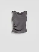 Bluzki damskie - Reserved - Bluzka z wiskozą - jasnoszary - miniaturka - grafika 1