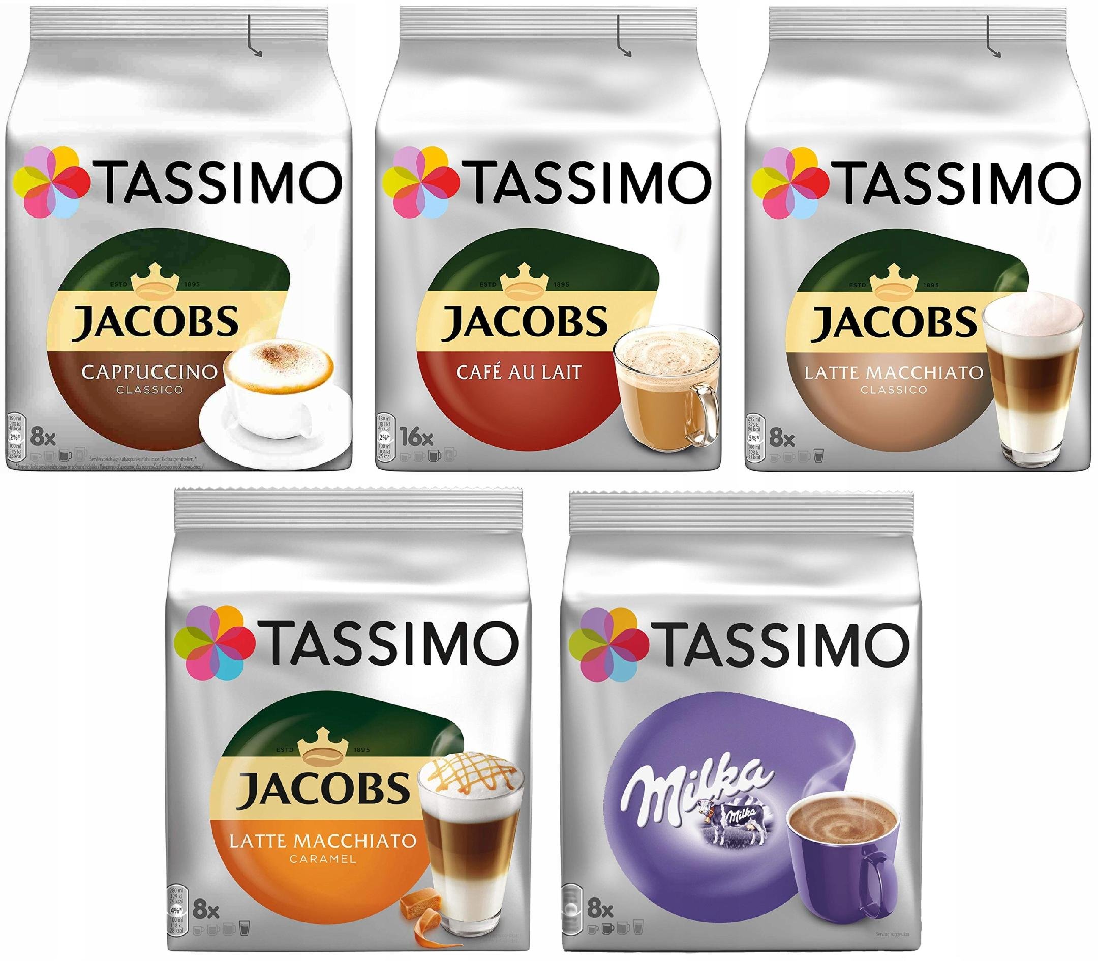 Kapsułki Tassimo Jacobs Zestaw Kawy Mleczne 48szt