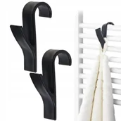 Wieszaki łazienkowe - 2x HACZYK WIESZAK NA GRZEJNIK KALORYFER ŁAZIENKOWY CZARNY - miniaturka - grafika 1