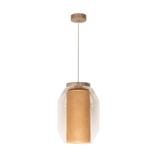 Britop Loftowa LAMPA wisząca VASO JUTE 179010174 abażurowa OPRAWA szklany słoik zwis przezroczysty drewno przezroczysty drewn - Lampy sufitowe - miniaturka - grafika 1