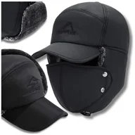 Czapki damskie - Zimowa Czapka z daszkiem ciepła casual ocieplana z nausznikami i maseczką - miniaturka - grafika 1