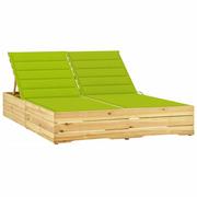 Leżaki ogrodowe - vidaXL Lumarko Podwójny leżak z jasnozielonymi poduszkami, impregnowana sosna! 3065980 - miniaturka - grafika 1