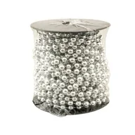 Ozdoby bożonarodzeniowe - Girlanda koralikowa srebrna 6 mm x 10 m - miniaturka - grafika 1