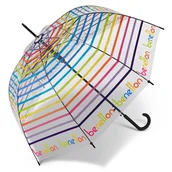 Parasole - Benetton Happy Rain 59038 Long AC Domeshape Transparent parasol damski w paski - miniaturka - grafika 1