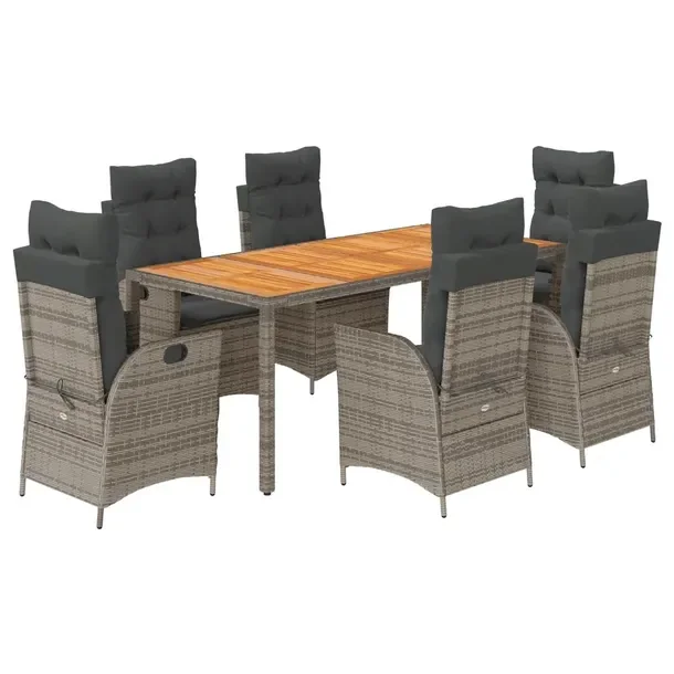 Zestaw mebli ogrodowych 190 x 90 x 75 cm, szary, rattan PE, stal, drewno ak