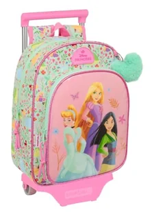 Safta PRINCESAS DISNEY BLOOM - Plecak dziecięcy z wózkiem 705, idealny dla dzieci w różnym wieku, wygodny i wszechstronny, jakość i wytrzymałość, 26 x 11 x 34 cm, Zielony wodny/jasny róż, M, Casual - Plecaki szkolne i tornistry - miniaturka - grafika 1