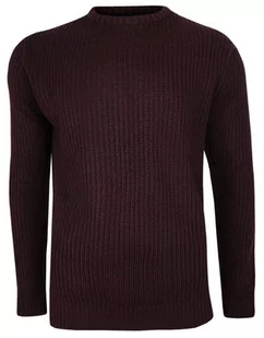 Sweter Burgundowy Okrągły Dekolt, Dziergany, U-neck -BRAVE SOUL- Męski - Brave Soul - Swetry męskie - miniaturka - grafika 1