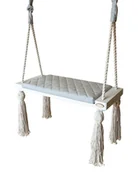 Leżaczki i huśtawki - Huśtawka dla dzieci domowa duża drewniana | Velvet pikowana SZARA | 100% ECO | CE | Create For You - miniaturka - grafika 1