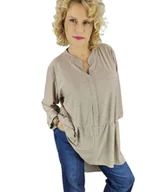 Bluzki damskie - Elegancka koszula Tunika oversize Brokatowa z dłuższym tyłem NEVADA-46/48 - miniaturka - grafika 1