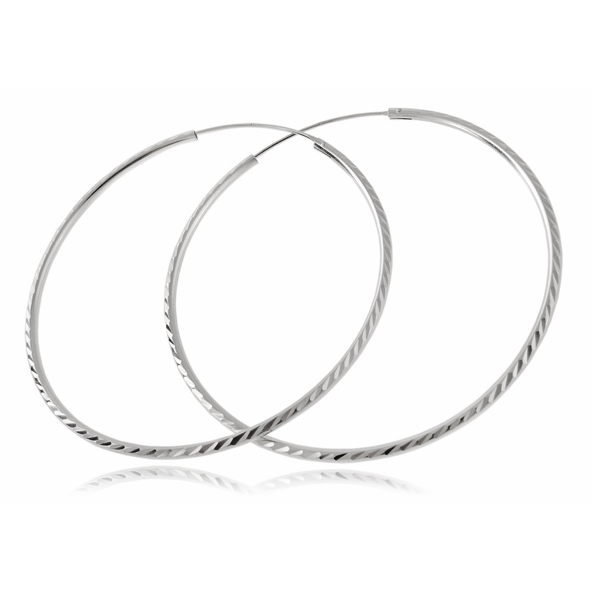 Kolczyki srebrne koła 6 cm diamentowane nacięcia 5,0g