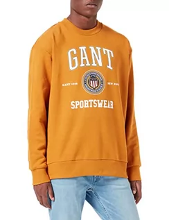 Swetry męskie - GANT sweter męski, Dk Mustard Orange, M - grafika 1