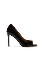 Czółenka - Luksusowe czarne czółenka peep toe - miniaturka - grafika 1