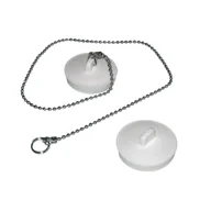 Korki do umywalek - Korek syfonu wanny biały z łańcuszkiem 1 szt. - miniaturka - grafika 1