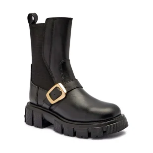 Love Moschino Skórzane botki na platformie - Botki damskie - miniaturka - grafika 1