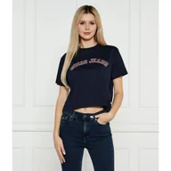 Koszulki i topy damskie - Guess Jeans T-shirt COLLEGIATE Cropped Fit - miniaturka - grafika 1