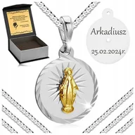 Naszyjniki męskie - Srebrny Naszyjnik Męski Z Medalikiem 925 Diamentowany Łańcuszek Zawieszka - miniaturka - grafika 1