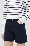Spodenki damskie - Tommy Hilfiger szorty jeansowe damskie kolor granatowy gładkie high waist - miniaturka - grafika 1