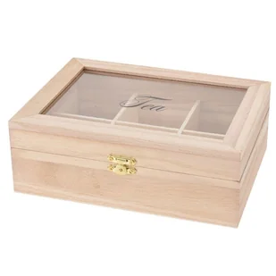 producent niezdefiniowany Drewniana szkatułka na herbatę TEA 6 przegródek B075D1Q2B - Pojemniki kuchenne - miniaturka - grafika 5