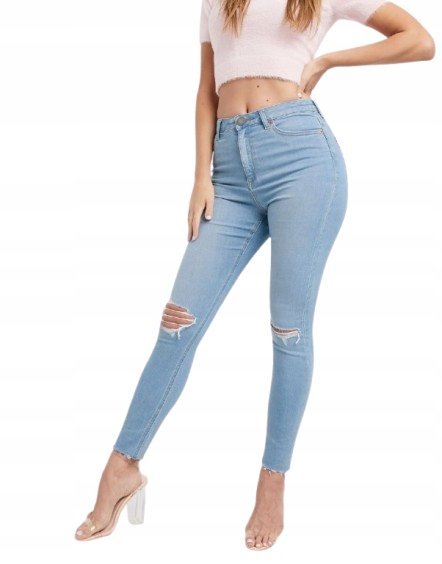 JEANSY DAMSKIE JASNONIEBIESKIE GŁADKIE 26/34 DUU