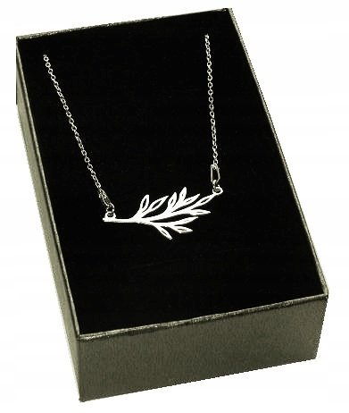 Srebrny NASZYJNIK celebrytka LIŚĆ LISTEK SREBRO925