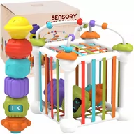 Sortery dla dzieci - Sorter Klocków Elastyczna Kostka Sensoryczna Domek Gumki Kształty Kolory - miniaturka - grafika 1