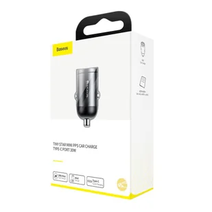 Baseus Tiny Star PPS mini ładowarka samochodowa USB Typ C 30W Quick Charge 3.0 PD 3.0 + kabel USB Typ C / Lightning 1m szary (TZVCHX-0G) - Ładowarki samochodowe - miniaturka - grafika 5