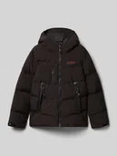 Kurtki i płaszcze dla chłopców - Pikowana kurtka z kapturem z nadrukiem z logo - miniaturka - grafika 1