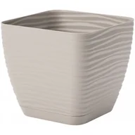 Donice - Doniczka Sahara Kwadrat jasnoszara Jasno szary 11 cm - miniaturka - grafika 1