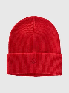 Benetton Wełniana czapka beanie w kolorze czerwonym - Czapki damskie - miniaturka - grafika 1