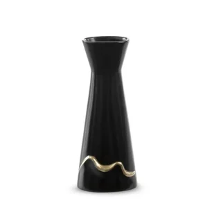 Wazon Ceramiczny Ebru 10X6X25 Czarny + Złoty - Wazony i flakony - miniaturka - grafika 1