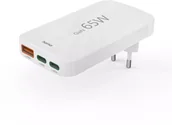 Zasilacze do laptopów - ŁADOWARKA SIECIOWA DO LAPTOPA SKŁADANA 65W GAN PD/QC 2X USB-C, 1X USB-A, BIAŁA - miniaturka - grafika 1