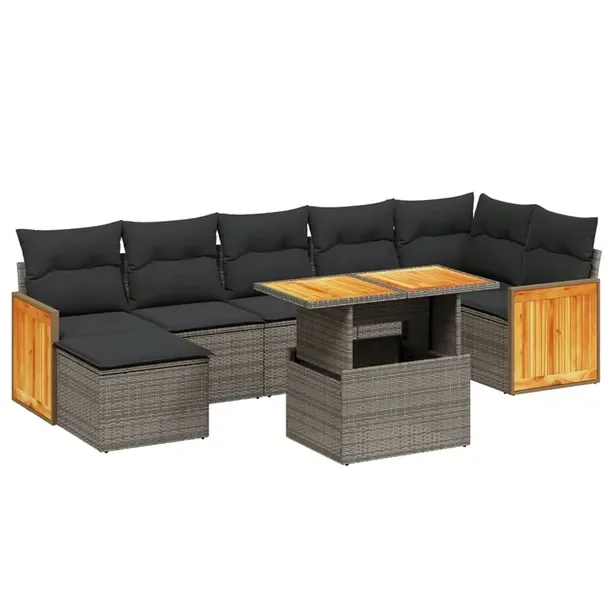 Zestaw wypoczynkowy rattan PE szary 55x62x69 cm