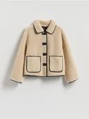 Kurtki damskie - Reserved - Dwustronna kurtka kożuch - kremowy - miniaturka - grafika 1