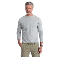 Koszulki męskie - Longsleeve męski 100% bawełna basic szary melanż Ombre V3 OM-LSBL-0106 L - miniaturka - grafika 1
