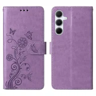 Portfele - Dla Samsung Galaxy A36 5G Skórzane Etui Motyl Kwiatowy Nadruk Portfel Stojak Pokrowiec - Fioletowy Wielobarwny Purple - miniaturka - grafika 1