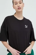 Koszulki sportowe damskie - Puma t-shirt bawełniany kolor czarny - miniaturka - grafika 1
